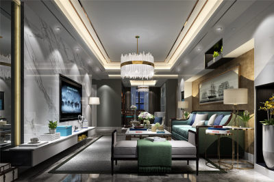 新中式客餐厅 吊灯 摆件